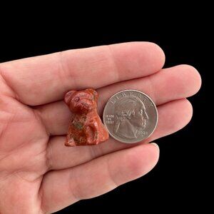 Carved RED JASPER French Bulldog - Miniature gemstone Crystal dog Make an Offer